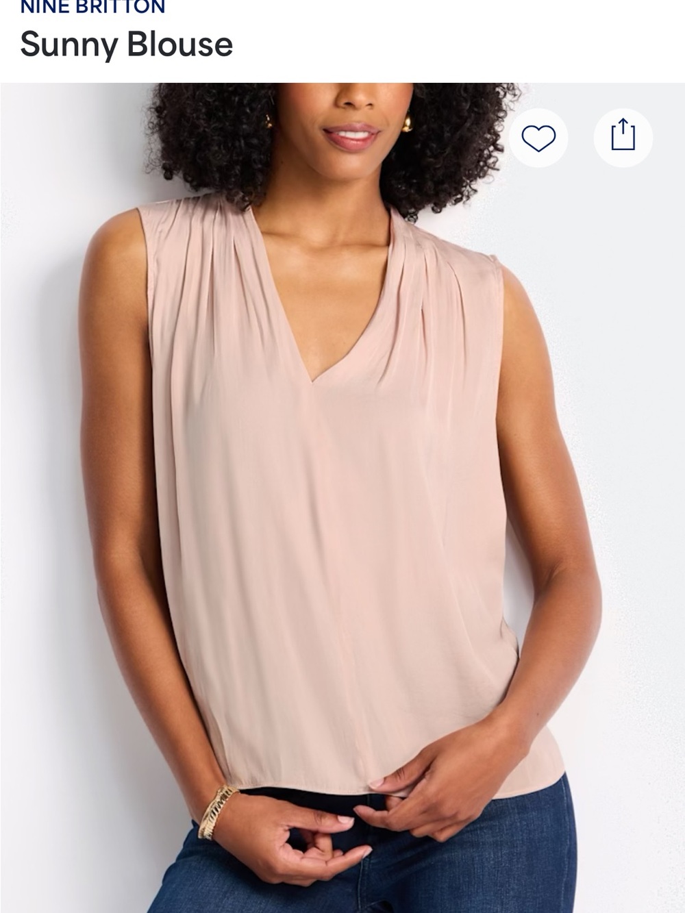 nine britton Sleeveless V-Neck Blouse in Blush Nude